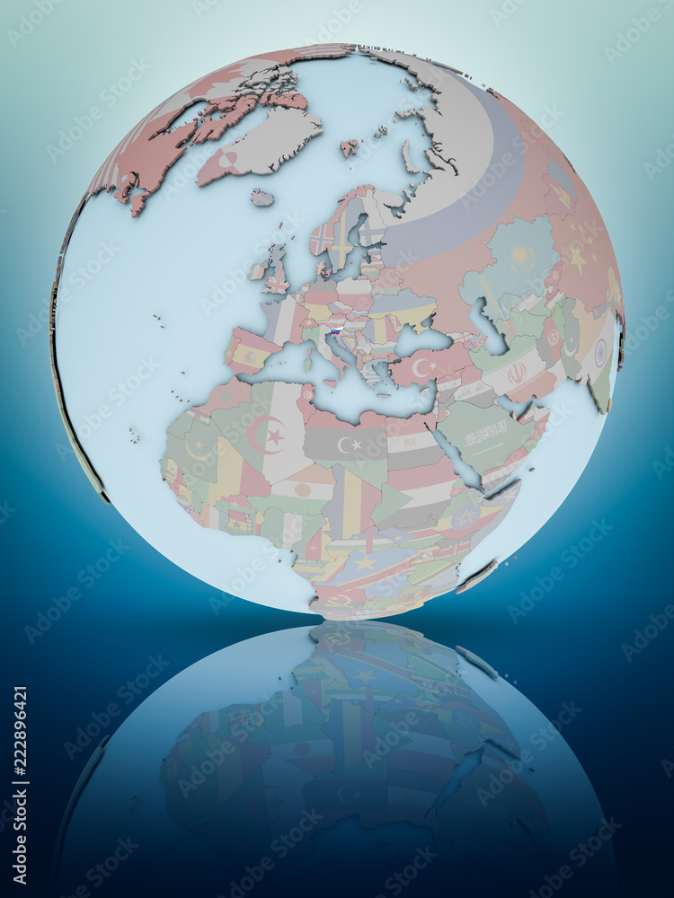 Obraz premium Slovenia on political globe