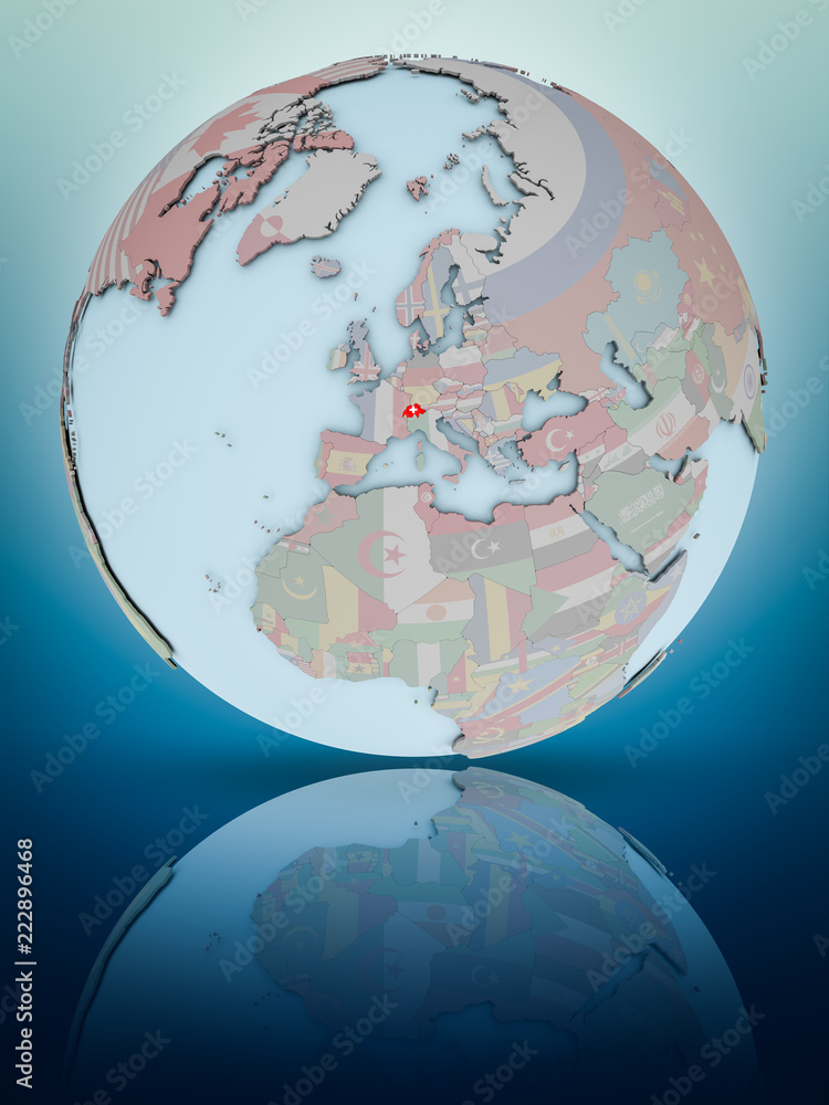 Obraz premium Switzerland on political globe