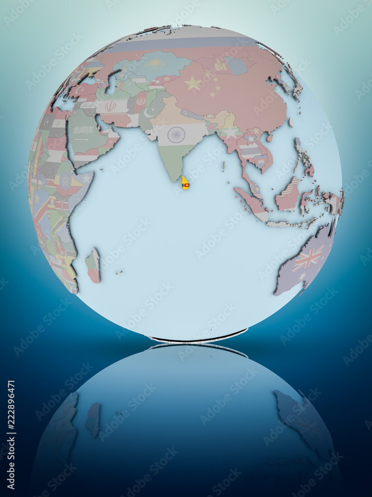 Obraz premium Sri Lanka on political globe