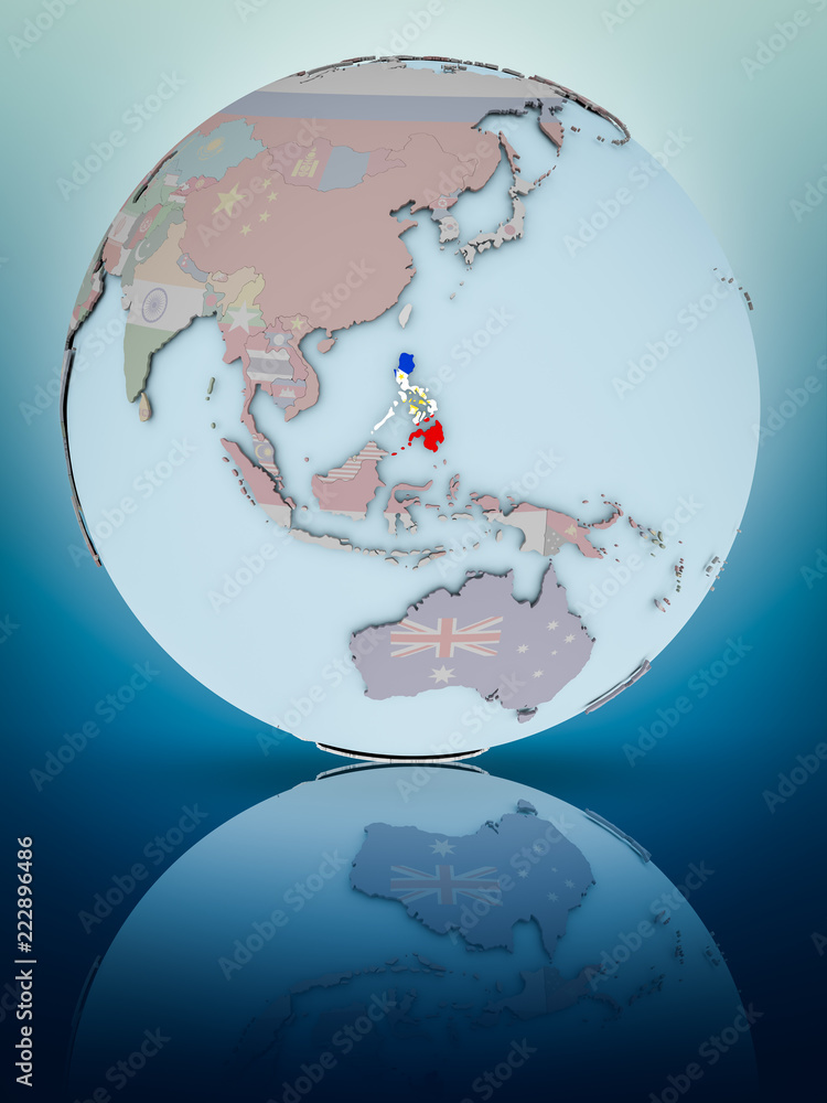 Obraz premium Philippines on political globe