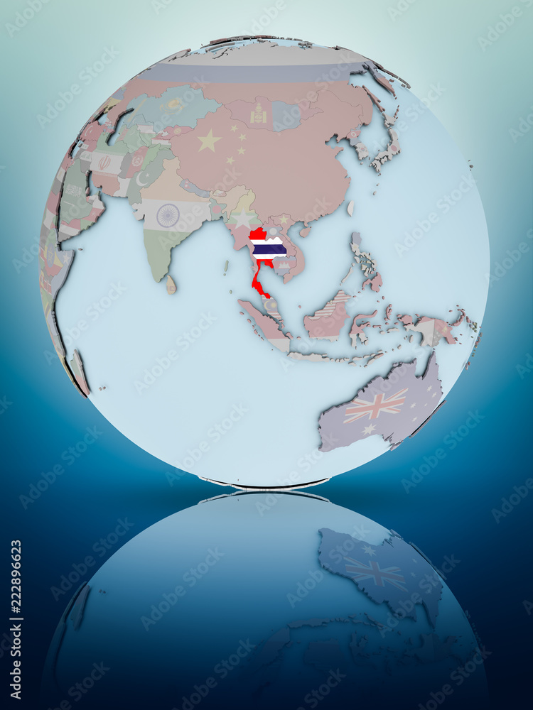 Obraz premium Thailand on political globe