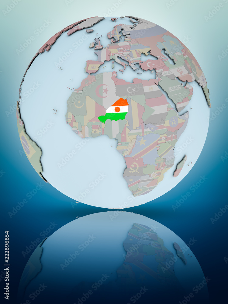 Obraz premium Niger on political globe