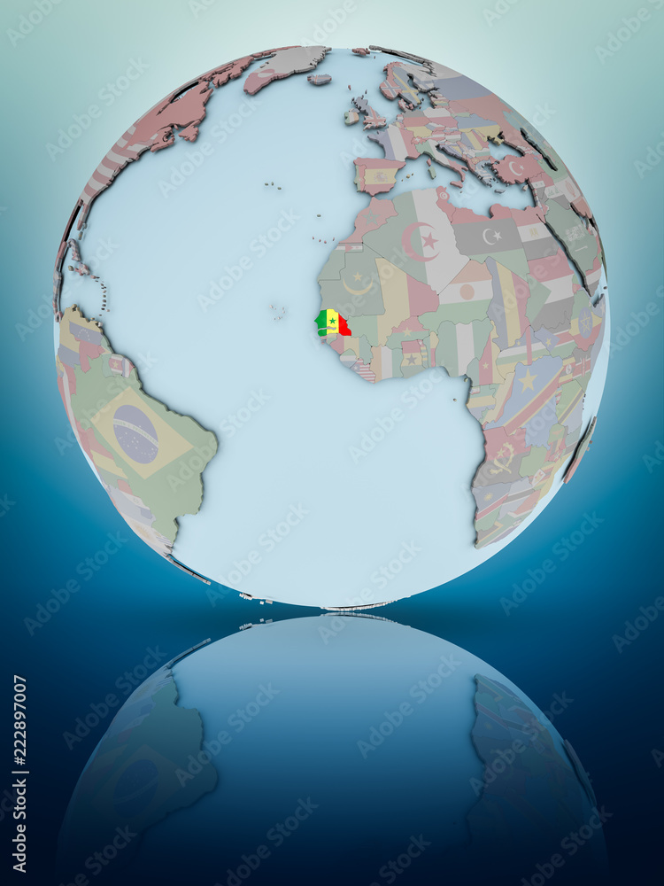 Obraz premium Senegal on political globe