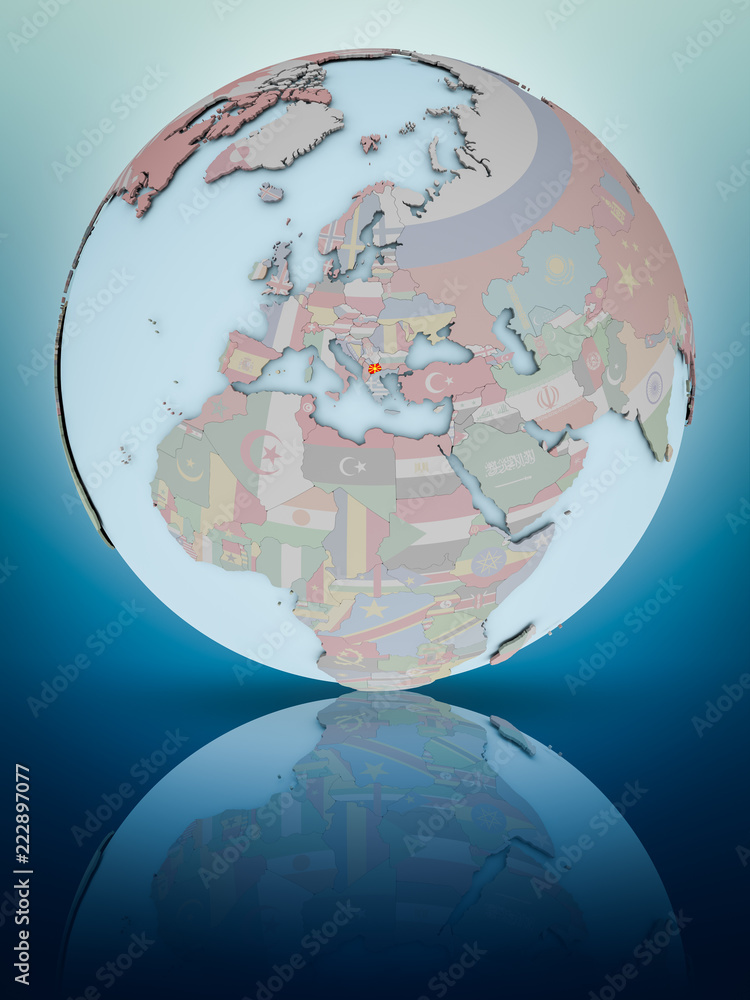 Obraz premium Macedonia on political globe