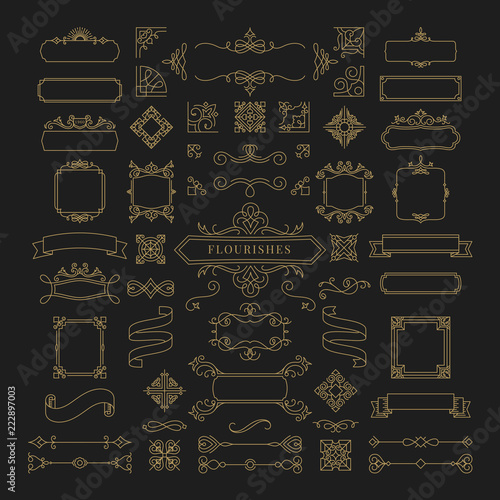 Collection of vintage ornament frame illustration
