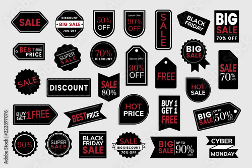 Set of promotion badge vectors