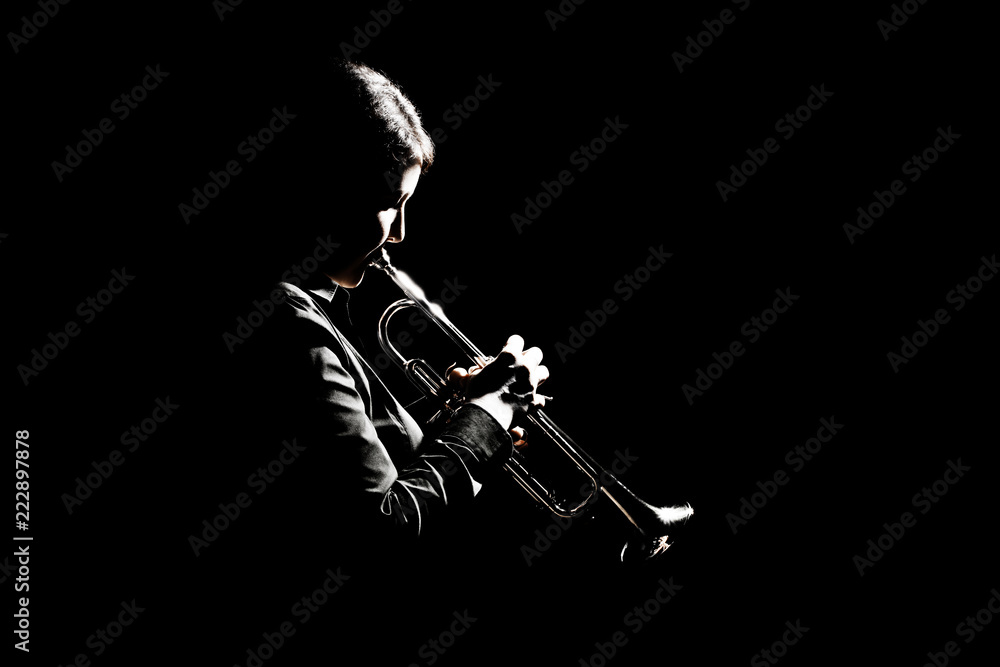 Fototapeta premium Trumpet player playing jazz musician woman