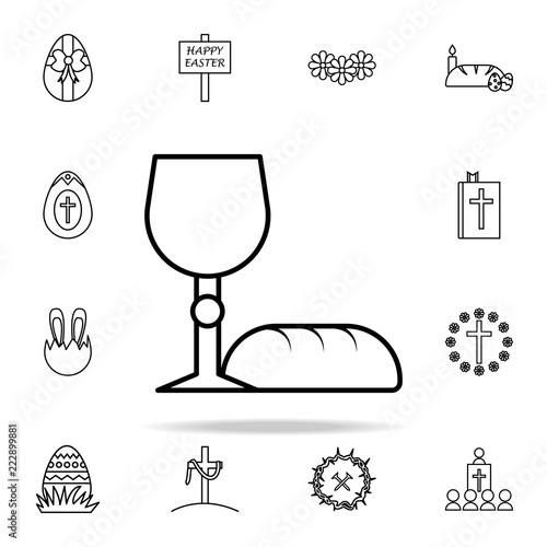 bread and grail icon. Easter icons universal set for web and mobile