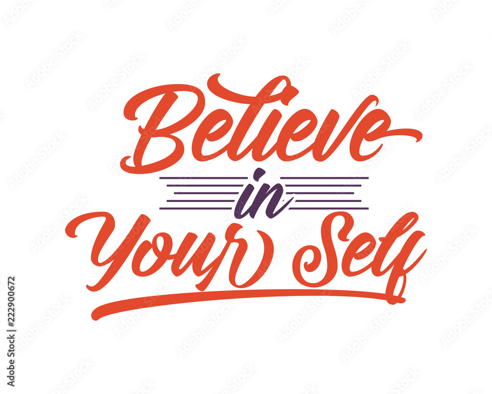 believe in your self words sentence typography typographic writing script image vector icon symbol set