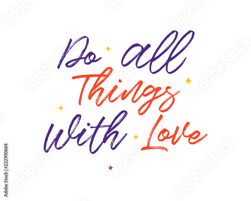 do all things with love words sentence typography typographic writing script image vector icon symbol set
