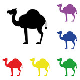Elements of camel in multi colored icons. Premium quality graphic design icon. Simple icon for websites, web design, mobile app, info graphics