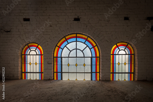 Stained glass windows at the catholic church