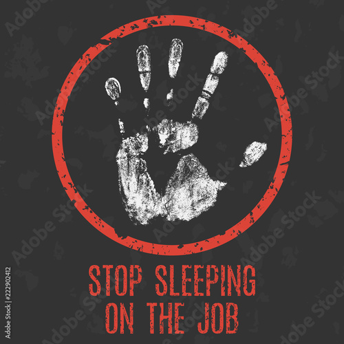 Conceptual vector illustration. Bad traits of people. Stop sleeping on the job