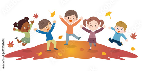 ジャンプする子供達