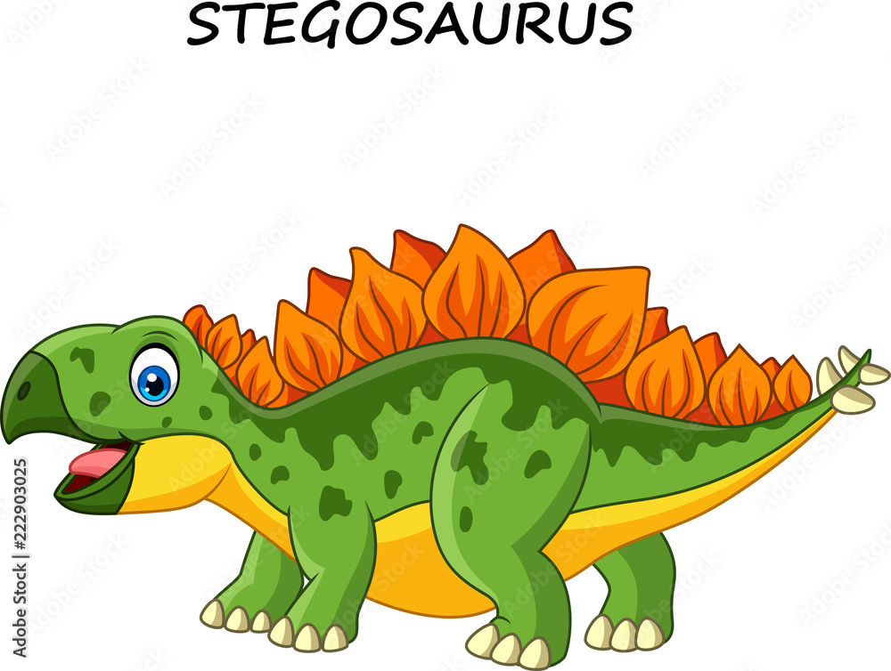 Obraz premium Cartoon happy stegosaurus isolated on white background