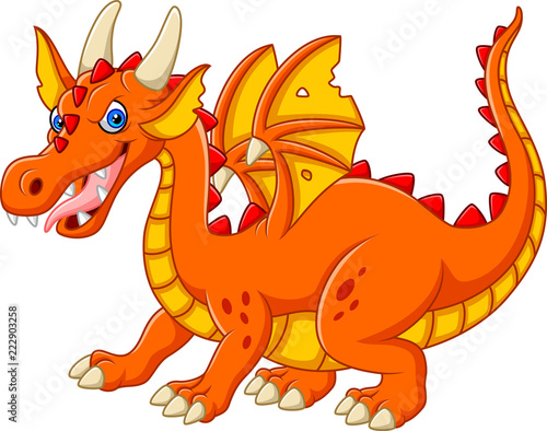 Cartoon dragon isolated on white background © tigatelu