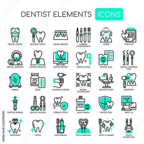 Dentist Elements , Thin Line and Pixel Perfect Icons.
