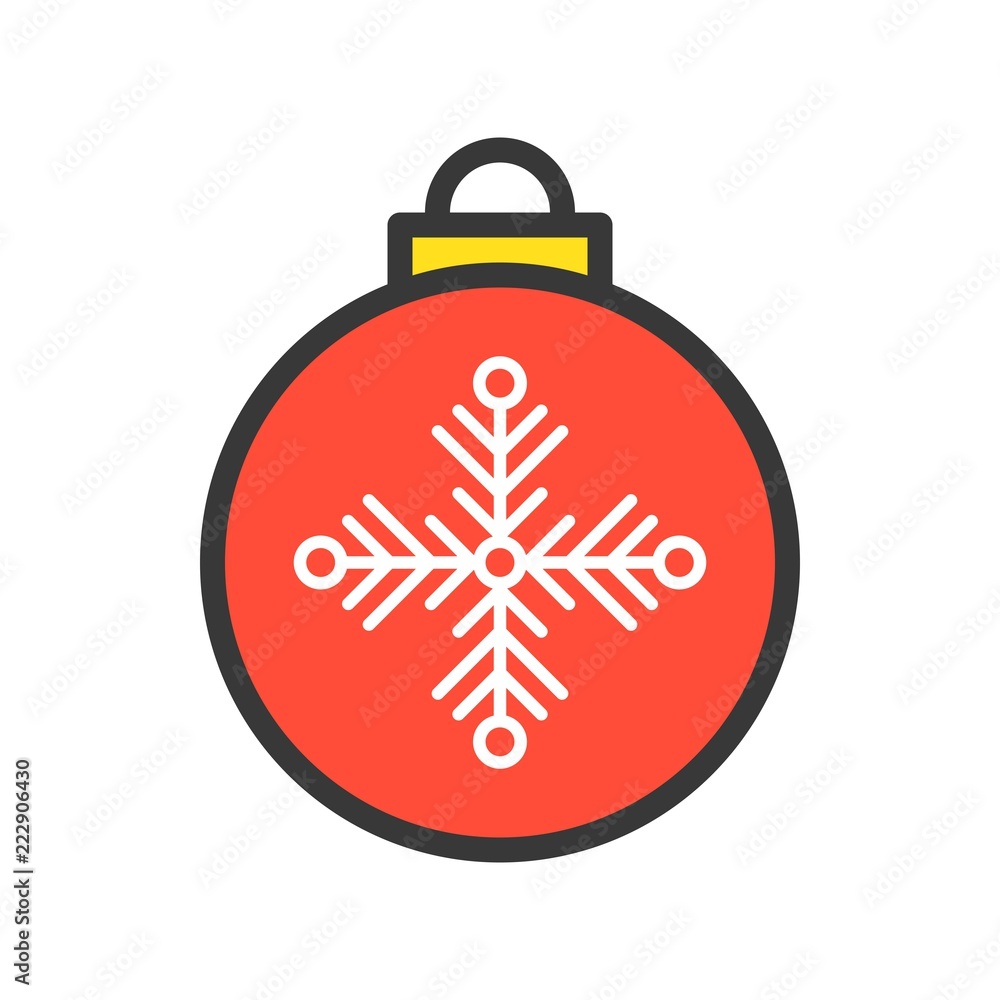 Obraz premium Christmas ball, Merry Christmas theme set, filled outline editable stroke pixel perfect icon
