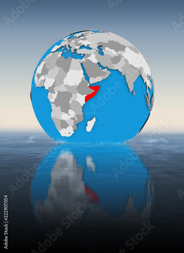 Fototapeta Naklejka Na Ścianę i Meble -  Somalia on globe in water