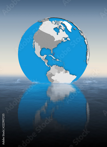 Bahamas on globe in water