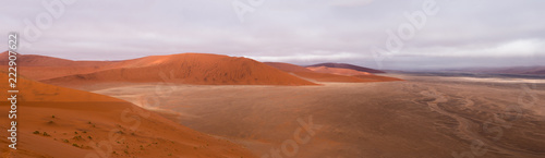Panoramic of Sossusflei sand dunes in Namibia