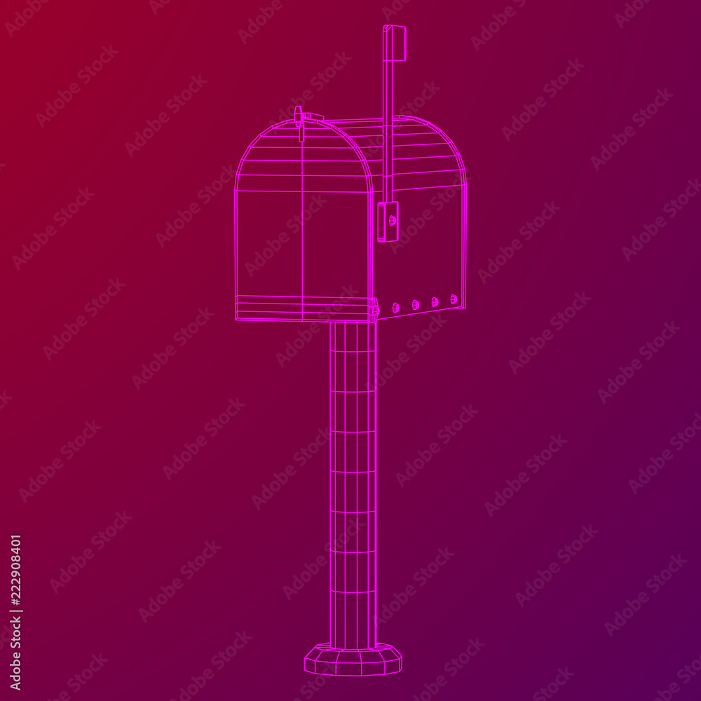 Correspondence mailbox with post letter message. Wireframe low poly mesh vector illustration Correspondence mailbox with post letter message. Wireframe low poly mesh vector illustration