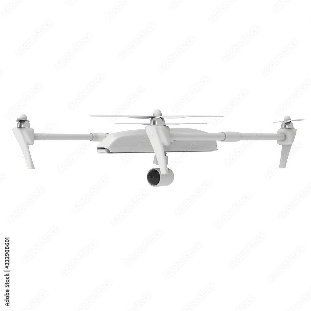 Remote control air drone. Dron flying. 3d render isolated on white Remote control air drone. Dron flying. 3d render isolated on white