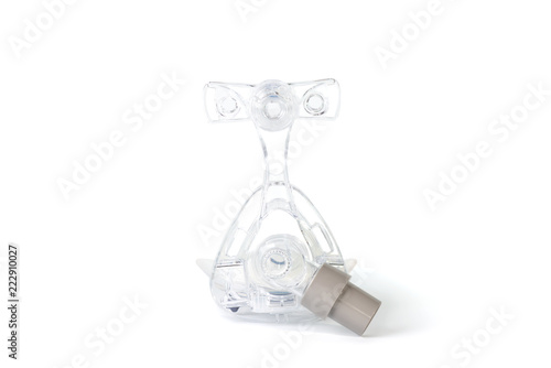 Cpap mask components..Durable mask frame in premium quality used for obstructive sleep apnea patient ,isolated on white background ..