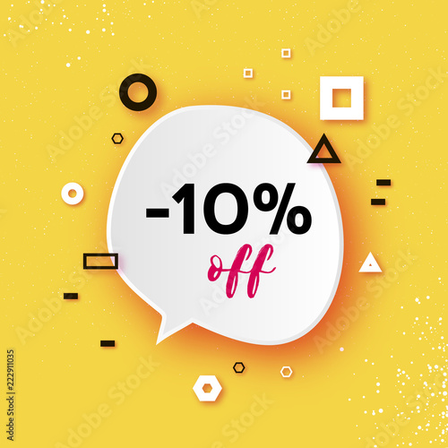 Sale tag, Special offer banner template. Trendy Geometric quote elemets Frame for text in paper cut style. For brochure, flyer or presentations design. Simple geometry. Yellow.