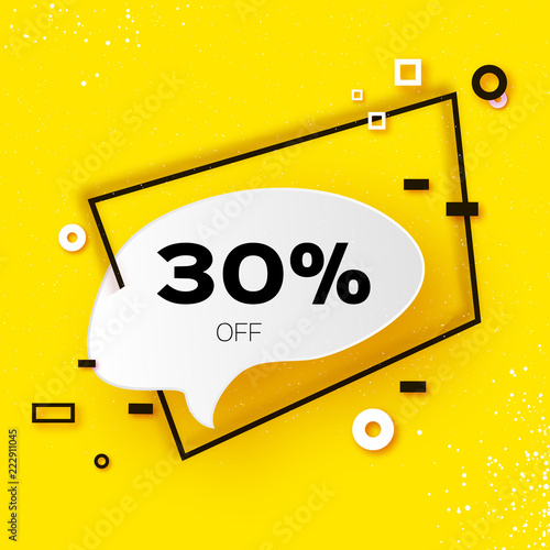 Sale tag, Special offer banner template. Trendy Geometric quote elemets Frame for text in paper cut style. For brochure, flyer or presentations design. Simple geometry. Yellow.