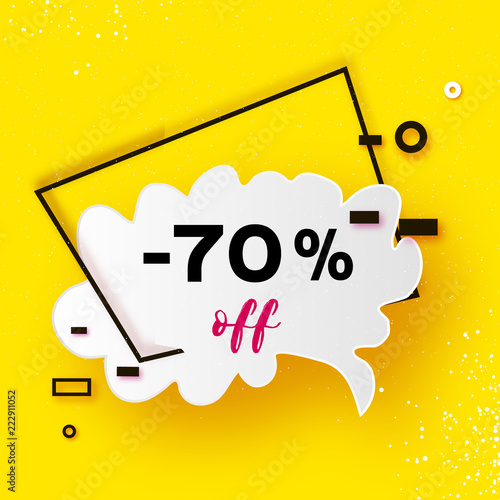 Sale tags. Trendy Geometric quote elemets Frame for text in paper cut style. For brochure, flyer or presentations design. Simple geometry. Yellow. Cloud