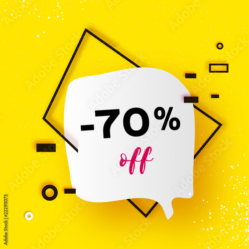 Sale tag, Special offer banner template. Trendy Geometric quote elemets Frame for text in paper cut style. For brochure, flyer or presentations design. Simple geometry. Yellow.