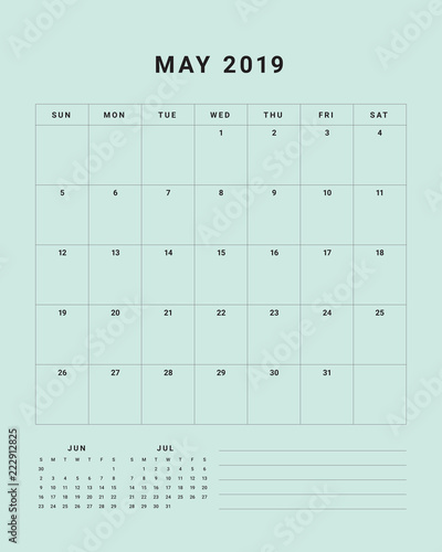 May 2019 desk calendar vector illustration