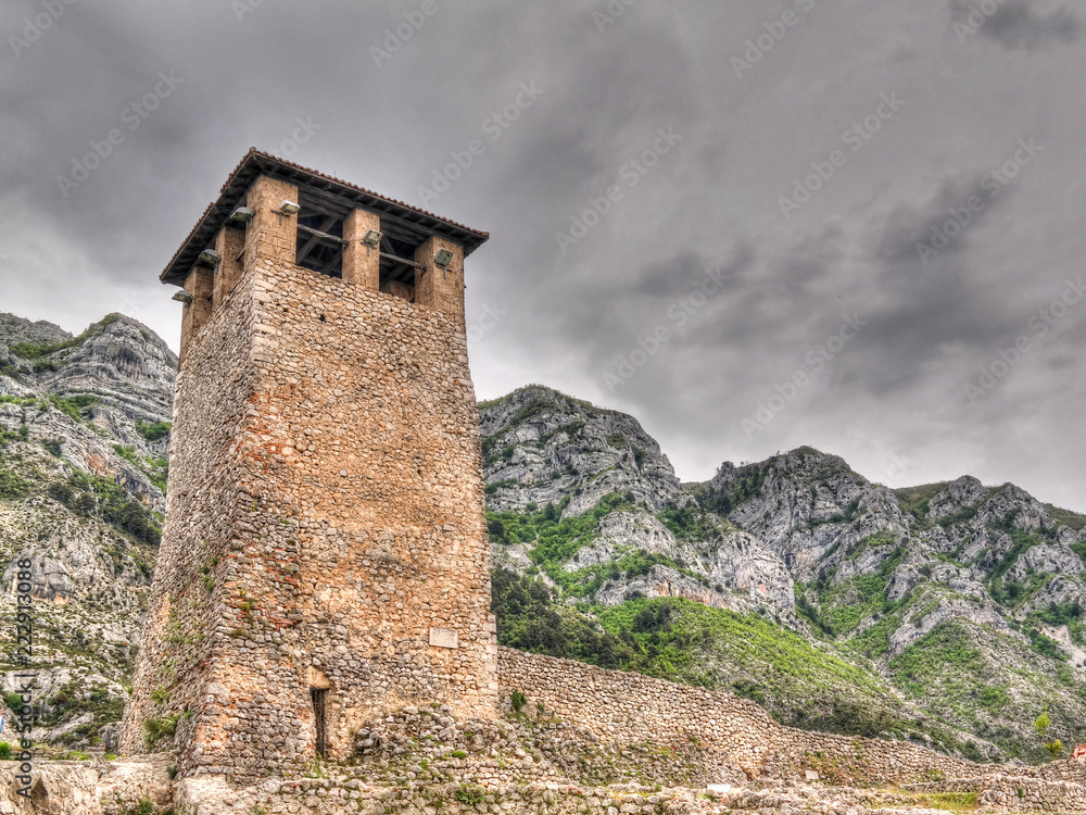 Landscape with ruins of Kruje castle, Albania