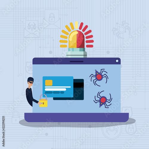 cyber security with laptop and hacker