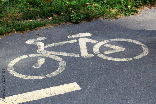 Bicycle road. A sign of a bicycle on a bicycle path