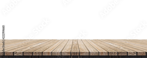 Tableau sur toile Empty old grunge wood plank table top isolated on white background,Use for display for montage of product and leave space for replace of your background