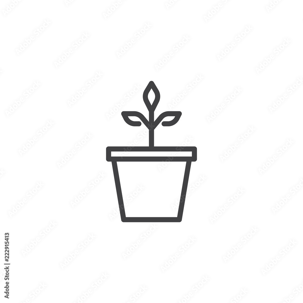 Plant in a pot outline icon. linear style sign for mobile concept and web design. Potted plant simple line vector icon. Symbol, logo illustration. Pixel perfect vector graphics Plant in a pot outline icon. linear style sign for mobile concept and web design. Potted plant simple line vector icon. Symbol, logo illustration. Pixel perfect vector graphics