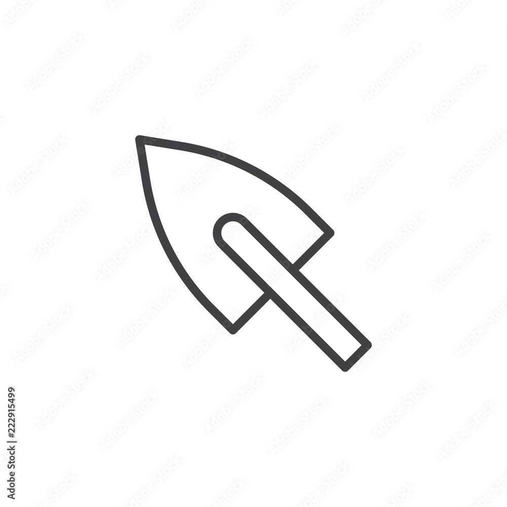 Shovel outline icon. linear style sign for mobile concept and web design. Garden tools simple line vector icon. Spade symbol, logo illustration. Pixel perfect vector graphics Shovel outline icon. linear style sign for mobile concept and web design. Garden tools simple line vector icon. Spade symbol, logo illustration. Pixel perfect vector graphics