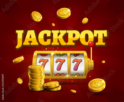 Slot machine lucky sevens jackpot concept 777. Vector casino game. Slot machine with money coins. Fortune chance jackpot