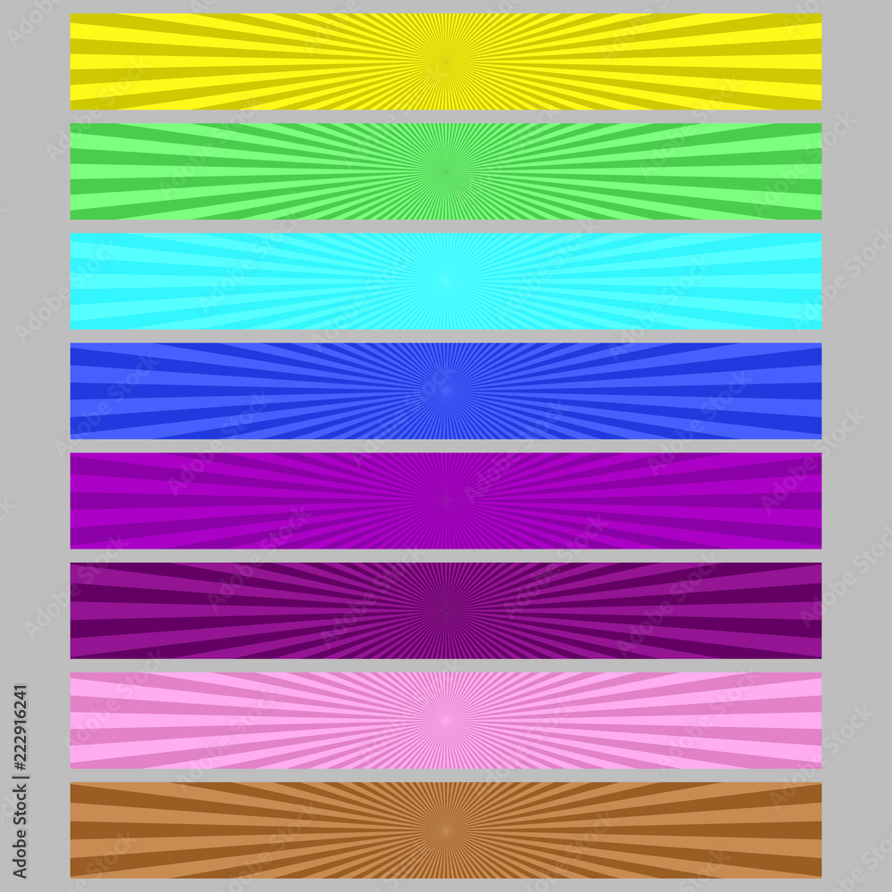 Abstract colored ray burst web banner background set Abstract colored ray burst web banner background set
