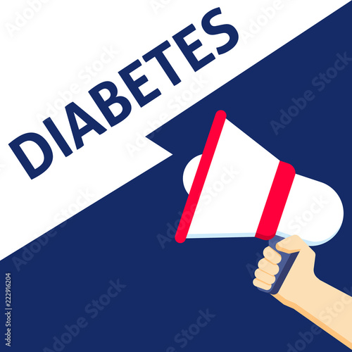 DIABETES Announcement. Hand Holding Megaphone With Speech Bubble
