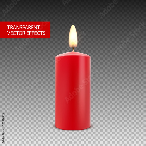 Vector candle wax isolated decoration. Candlelight flame for celebration. Glowing realistic candle light on transparent