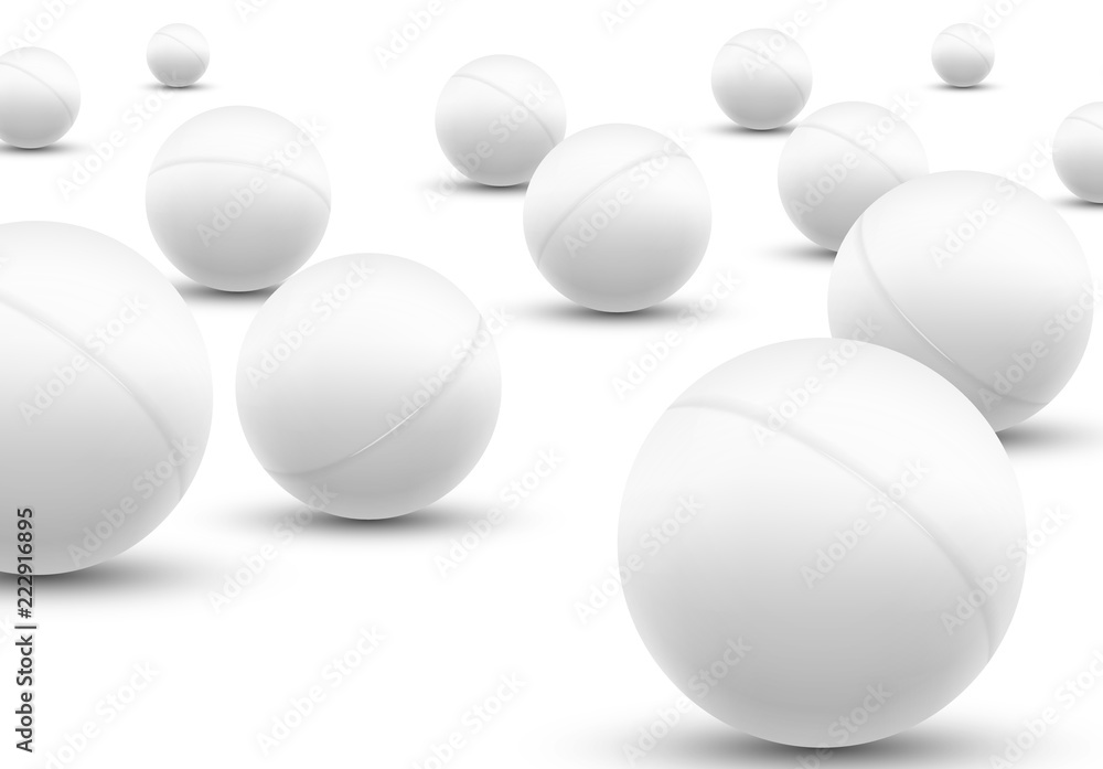 Pelota de ping pong 3d. bola del departamento del club de ping pong de  vector.