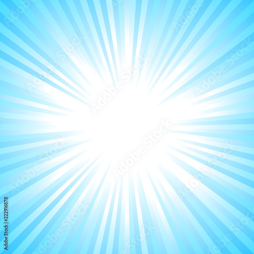 Light blue abstract sun burst background - gradient sunlight vector graphic from radial stripes