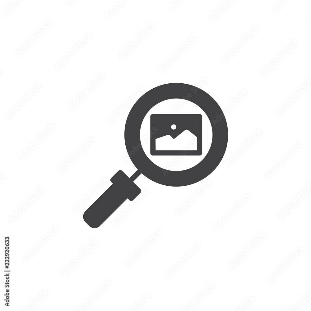 Image gallery search vector icon. filled flat sign for mobile concept and web design. magnifying glass and picture simple solid icon. Symbol, logo illustration. Pixel perfect vector graphics Image gallery search vector icon. filled flat sign for mobile concept and web design. magnifying glass and picture simple solid icon. Symbol, logo illustration. Pixel perfect vector graphics