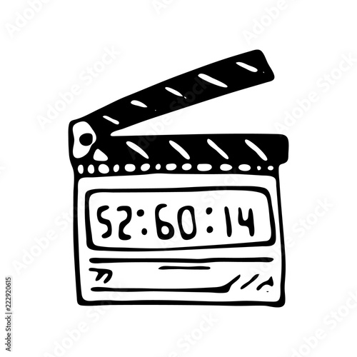 Hand drawn Movie Clapper Board doodle icon. Hand drawn black sketch. Sign  symbol. Decoration element. White background. Isolated. Flat design. Vector  illustration vector de Stock | Adobe Stock