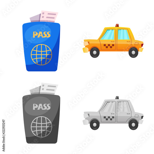 Vector illustration of airport and airplane logo. Collection of airport and plane stock vector illustration.