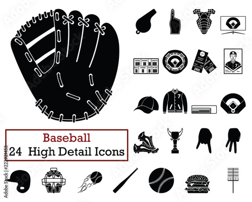 Set of 24  Baseball Icons
