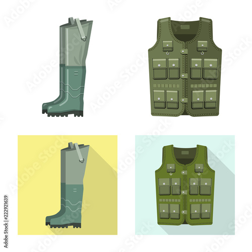 Vector illustration of fish and fishing logo. Set of fish and equipment stock vector illustration.